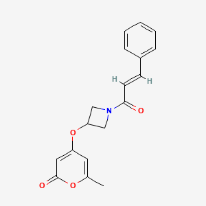 molecular formula C18H17NO4 B2394726 (E)-4-((1-cinnamoylazetidin-3-yl)oxy)-6-methyl-2H-pyran-2-one CAS No. 1799265-24-9