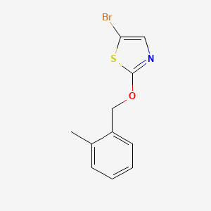 molecular formula C11H10BrNOS B2394739 5-溴-2-[(2-甲基苯基)甲氧基]-1,3-噻唑 CAS No. 1800013-50-6