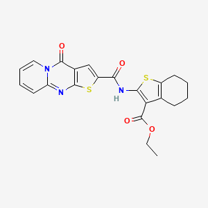 molecular formula C22H19N3O4S2 B2394746 ethyl 2-(4-oxo-4H-pyrido[1,2-a]thieno[2,3-d]pyrimidine-2-carboxamido)-4,5,6,7-tetrahydrobenzo[b]thiophene-3-carboxylate CAS No. 519050-24-9