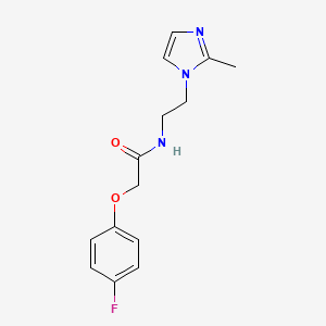 molecular formula C14H16FN3O2 B2394757 2-(4-fluorophenoxy)-N-(2-(2-methyl-1H-imidazol-1-yl)ethyl)acetamide CAS No. 1286732-26-0