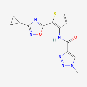 molecular formula C13H12N6O2S B2394758 N-(2-(3-cyclopropyl-1,2,4-oxadiazol-5-yl)thiophen-3-yl)-1-methyl-1H-1,2,3-triazole-4-carboxamide CAS No. 1795295-67-8