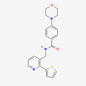 molecular formula C21H21N3O2S B2394759 4-吗啉基-N-((2-(噻吩-2-基)吡啶-3-基)甲基)苯甲酰胺 CAS No. 2034448-02-5