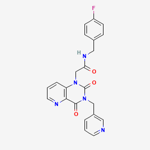 molecular formula C22H18FN5O3 B2394761 2-(2,4-dioxo-3-(pyridin-3-ylmethyl)-3,4-dihydropyrido[3,2-d]pyrimidin-1(2H)-yl)-N-(4-fluorobenzyl)acetamide CAS No. 941953-09-9