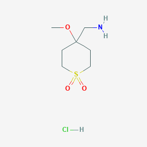 molecular formula C7H16ClNO3S B2394762 (4-Methoxy-1,1-dioxothian-4-yl)methanamine;hydrochloride CAS No. 2416229-64-4