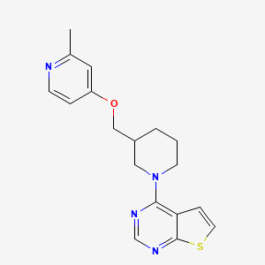 molecular formula C18H20N4OS B2394766 4-[3-[(2-Methylpyridin-4-yl)oxymethyl]piperidin-1-yl]thieno[2,3-d]pyrimidine CAS No. 2380009-06-1