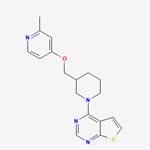 molecular formula C18H20N4OS B2394766 2-Methyl-4-[(1-{thieno[2,3-d]pyrimidin-4-yl}piperidin-3-yl)methoxy]pyridine CAS No. 2380009-06-1