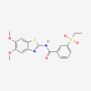 molecular formula C18H18N2O5S2 B2394773 N-(5,6-dimethoxybenzo[d]thiazol-2-yl)-3-(ethylsulfonyl)benzamide CAS No. 886927-54-4
