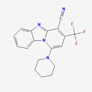 molecular formula C18H15F3N4 B2394787 1-哌啶-1-基-3-(三氟甲基)吡啶并[1,2-a]苯并咪唑-4-腈 CAS No. 354147-93-6