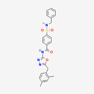 molecular formula C26H26N4O4S B2394791 4-(N-benzyl-N-methylsulfamoyl)-N-(5-(2,4-dimethylbenzyl)-1,3,4-oxadiazol-2-yl)benzamide CAS No. 954695-94-4