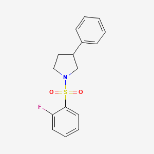 molecular formula C16H16FNO2S B2394794 1-((2-Fluorophenyl)sulfonyl)-3-phenylpyrrolidine CAS No. 1207052-84-3