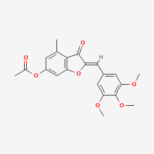 molecular formula C21H20O7 B2394803 (2Z)-4-methyl-3-oxo-2-(3,4,5-trimethoxybenzylidene)-2,3-dihydro-1-benzofuran-6-yl acetate CAS No. 904501-66-2