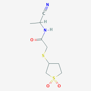 molecular formula C9H14N2O3S2 B2394806 N-(1-Cyanoethyl)-2-(1,1-dioxothiolan-3-yl)sulfanylacetamide CAS No. 2224454-72-0