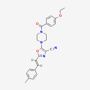 (E)-5-(4-(4-ethoxybenzoyl)piperazin-1-yl)-2-(4-methylstyryl)oxazole-4-carbonitrile
