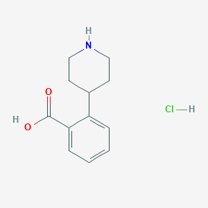 molecular formula C12H16ClNO2 B2394840 2-(Piperidin-4-yl)benzoic acid hydrochloride CAS No. 1955554-64-9