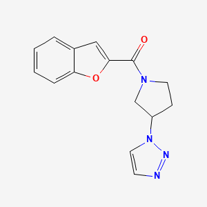 molecular formula C15H14N4O2 B2394843 (3-(1H-1,2,3-triazol-1-yl)pyrrolidin-1-yl)(benzofuran-2-yl)methanone CAS No. 1788557-83-4