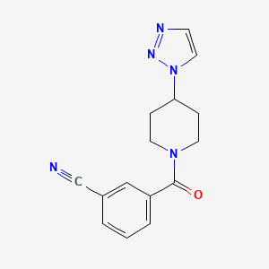 molecular formula C15H15N5O B2394851 3-(4-(1H-1,2,3-triazol-1-yl)piperidine-1-carbonyl)benzonitrile CAS No. 1795444-78-8