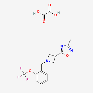 molecular formula C16H16F3N3O6 B2394862 3-Methyl-5-(1-(2-(trifluoromethoxy)benzyl)azetidin-3-yl)-1,2,4-oxadiazole oxalate CAS No. 1396794-56-1
