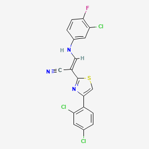 (E)-3-((3-chloro-4-fluorophenyl)amino)-2-(4-(2,4-dichlorophenyl)thiazol-2-yl)acrylonitrile