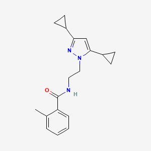 molecular formula C19H23N3O B2394885 N-(2-(3,5-dicyclopropyl-1H-pyrazol-1-yl)ethyl)-2-methylbenzamide CAS No. 2309571-66-0