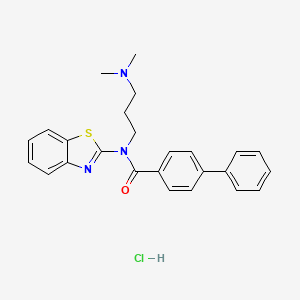 molecular formula C25H26ClN3OS B2394893 N-(benzo[d]thiazol-2-yl)-N-(3-(dimethylamino)propyl)-[1,1'-biphenyl]-4-carboxamide hydrochloride CAS No. 1216611-78-7