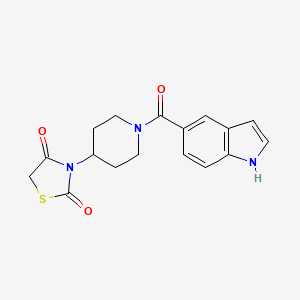 molecular formula C17H17N3O3S B2394897 3-(1-(1H-吲哚-5-羰基)哌啶-4-基)噻唑烷-2,4-二酮 CAS No. 1790201-54-5