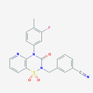 3-((4-(3-fluoro-4-methylphenyl)-1,1-dioxido-3-oxo-3,4-dihydro-2H-pyrido[2,3-e][1,2,4]thiadiazin-2-yl)methyl)benzonitrile