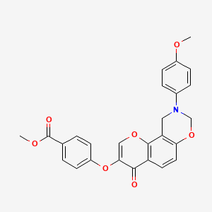 molecular formula C26H21NO7 B2394910 Methyl 4-((9-(4-methoxyphenyl)-4-oxo-4,8,9,10-tetrahydrochromeno[8,7-e][1,3]oxazin-3-yl)oxy)benzoate CAS No. 951925-08-9