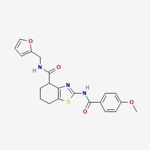 molecular formula C21H21N3O4S B2394912 N-(furan-2-ylmethyl)-2-(4-methoxybenzamido)-4,5,6,7-tetrahydrobenzo[d]thiazole-4-carboxamide CAS No. 941925-98-0