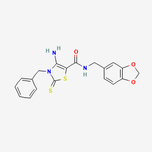 4-amino-N-(benzo[d][1,3]dioxol-5-ylmethyl)-3-benzyl-2-thioxo-2,3-dihydrothiazole-5-carboxamide