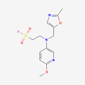 molecular formula C13H16FN3O4S B2394918 2-[(6-Methoxypyridin-3-yl)-[(2-methyl-1,3-oxazol-5-yl)methyl]amino]ethanesulfonyl fluoride CAS No. 2411274-10-5