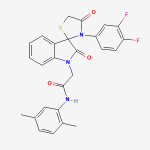 molecular formula C26H21F2N3O3S B2394920 2-(3'-(3,4-二氟苯基)-2,4'-二氧代螺[吲哚啉-3,2'-噻唑烷]-1-基)-N-(2,5-二甲苯基)乙酰胺 CAS No. 894563-92-9