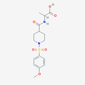 molecular formula C16H22N2O6S B2394923 2-[[1-(4-Methoxyphenyl)sulfonylpiperidine-4-carbonyl]amino]propanoic acid CAS No. 1009747-81-2