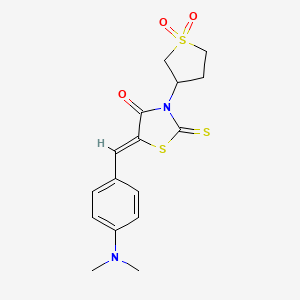 molecular formula C16H18N2O3S3 B2394924 (Z)-5-(4-(dimethylamino)benzylidene)-3-(1,1-dioxidotetrahydrothiophen-3-yl)-2-thioxothiazolidin-4-one CAS No. 302934-33-4
