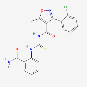 molecular formula C19H15ClN4O3S B2394927 N-[(2-carbamoylphenyl)carbamothioyl]-3-(2-chlorophenyl)-5-methyl-1,2-oxazole-4-carboxamide CAS No. 536725-51-6