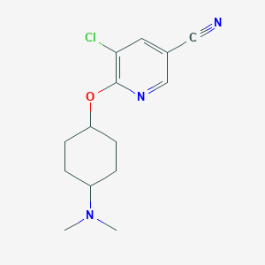 molecular formula C14H18ClN3O B2394938 5-Chloro-6-{[4-(dimethylamino)cyclohexyl]oxy}pyridine-3-carbonitrile CAS No. 2199971-84-9