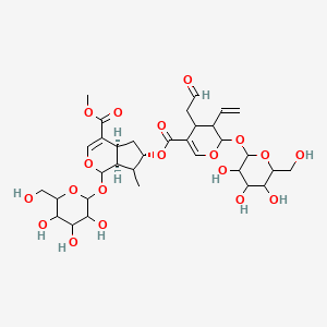 molecular formula C33H46O19 B2394941 Methyl (4aS,6S,7aS)-6-[3-ethenyl-4-(2-oxoethyl)-2-[3,4,5-trihydroxy-6-(hydroxymethyl)oxan-2-yl]oxy-3,4-dihydro-2H-pyran-5-carbonyl]oxy-7-methyl-1-[3,4,5-trihydroxy-6-(hydroxymethyl)oxan-2-yl]oxy-1,4a,5,6,7,7a-hexahydrocyclopenta[c]pyran-4-carboxylate CAS No. 32455-46-2