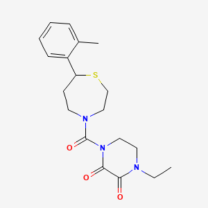 molecular formula C19H25N3O3S B2394942 1-Ethyl-4-(7-(o-tolyl)-1,4-thiazepane-4-carbonyl)piperazine-2,3-dione CAS No. 1706091-28-2