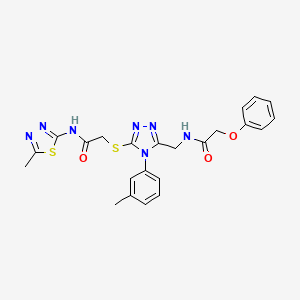 molecular formula C23H23N7O3S2 B2394943 N-[[4-(3-甲基苯基)-5-[2-[(5-甲基-1,3,4-噻二唑-2-基)氨基]-2-氧代乙基]硫代-1,2,4-三唑-3-基]甲基]-2-苯氧基乙酰胺 CAS No. 394214-64-3