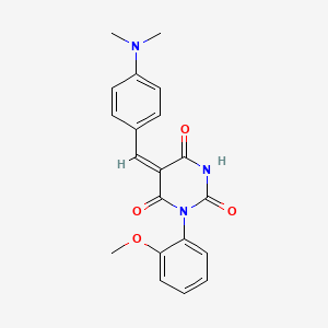 molecular formula C20H19N3O4 B2394948 (E)-5-(4-(dimethylamino)benzylidene)-1-(2-methoxyphenyl)pyrimidine-2,4,6(1H,3H,5H)-trione CAS No. 314032-42-3