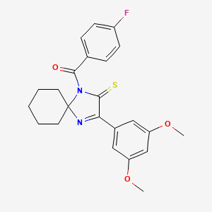 molecular formula C23H23FN2O3S B2394950 3-(3,5-二甲氧基苯基)-1-(4-氟苯甲酰)-1,4-二氮杂螺[4.5]癸-3-烯-2-硫酮 CAS No. 899933-17-6