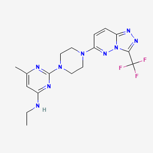 molecular formula C17H20F3N9 B2394951 N-Ethyl-6-methyl-2-[4-[3-(trifluoromethyl)-[1,2,4]triazolo[4,3-b]pyridazin-6-yl]piperazin-1-yl]pyrimidin-4-amine CAS No. 2415542-57-1