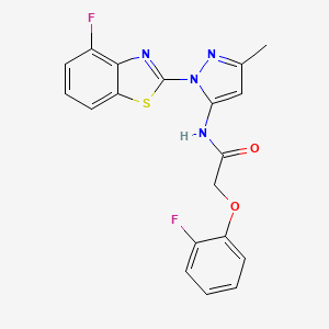 molecular formula C19H14F2N4O2S B2394954 N-(1-(4-氟苯并[d]噻唑-2-基)-3-甲基-1H-吡唑-5-基)-2-(2-氟苯氧基)乙酰胺 CAS No. 1172519-59-3