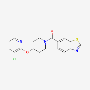 molecular formula C18H16ClN3O2S B2394959 Benzo[d]thiazol-6-yl(4-((3-chloropyridin-2-yl)oxy)piperidin-1-yl)methanone CAS No. 1448122-88-0
