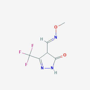 molecular formula C6H6F3N3O2 B2394975 4-[(1E)-(methoxyimino)methyl]-3-(trifluoromethyl)-4,5-dihydro-1H-pyrazol-5-one CAS No. 338975-46-5