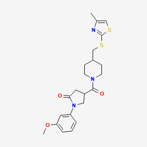 1-(3-Methoxyphenyl)-4-(4-(((4-methylthiazol-2-yl)thio)methyl)piperidine-1-carbonyl)pyrrolidin-2-one