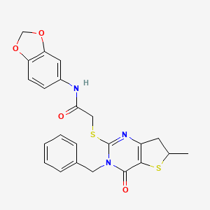 N-(1,3-benzodioxol-5-yl)-2-[[6-methyl-4-oxo-3-(phenylmethyl)-6,7-dihydrothieno[3,2-d]pyrimidin-2-yl]thio]acetamide