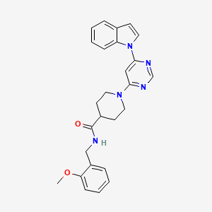 molecular formula C26H27N5O2 B2394986 1-(6-(1H-indol-1-yl)pyrimidin-4-yl)-N-(2-methoxybenzyl)piperidine-4-carboxamide CAS No. 1797357-35-7