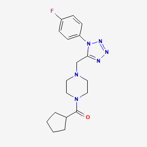 molecular formula C18H23FN6O B2394993 cyclopentyl(4-((1-(4-fluorophenyl)-1H-tetrazol-5-yl)methyl)piperazin-1-yl)methanone CAS No. 1049458-98-1