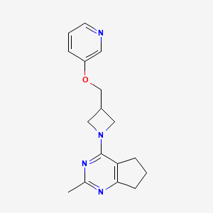 molecular formula C17H20N4O B2395006 2-Methyl-4-[3-(pyridin-3-yloxymethyl)azetidin-1-yl]-6,7-dihydro-5H-cyclopenta[d]pyrimidine CAS No. 2380176-74-7