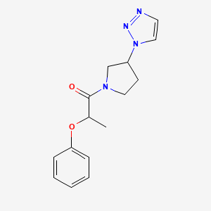 molecular formula C15H18N4O2 B2395008 1-(3-(1H-1,2,3-triazol-1-yl)pyrrolidin-1-yl)-2-phenoxypropan-1-one CAS No. 2201549-38-2